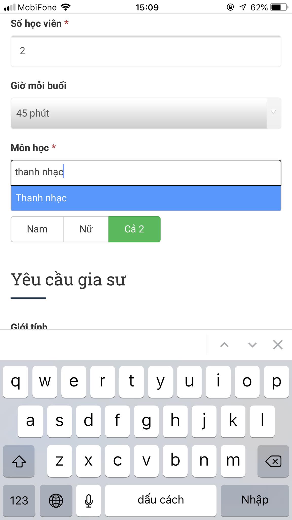 Học phí Thanh nhạc